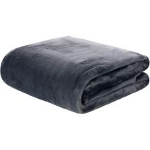 Plaid – 180 x 220 cm – Flanelle supersoft – Microfibre de polyester – Anthracite