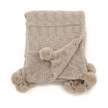 Plaid Avec Pompons 'Anny' 130x170cm Beige