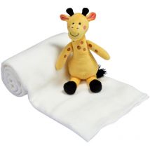 Plaid bebe avec son doudou Girafe de la savane