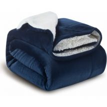 Plaid Canape Couverture Polaire, Jete de Canape Bleu Marine 150CMx200CM