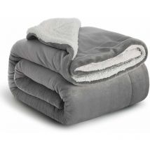 Plaid Canape Couverture Polaire - Jete de Canape Gris 150CMx200CM