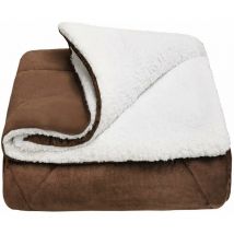 Plaid Couverture Flanelle Couche Double Doux Chaud Velouté Matrimonial Double - Marron