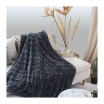 Plaid effet velours côtelé gris foncé 130x170cm - 130x170cm - Gris anthracite