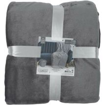 Plaid en flanelle et sherpa xxl 140x200 cm Gris foncé