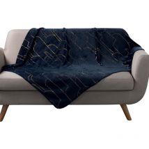 Plaid flanelle 125 x 150 cm Domeas bleu marine
