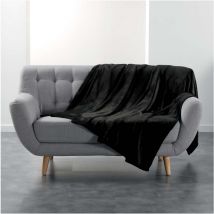 Plaid flanelle 180 x 220 cm Flanoux noir