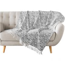 Plaid Jete de lit fauteuil 125 x 150 cm a franges Flavie