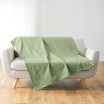 Plaid Lucile en polycoton sauge 220x240