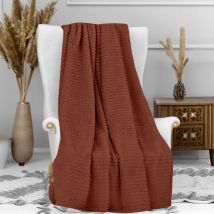 Plaid microfibre 120x160 cm cocooning brique, par Soleil d'Ocre