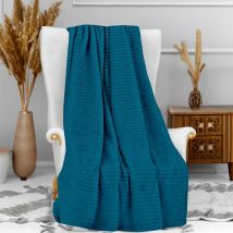 Plaid cocooning 120x160 cm Bleu canard