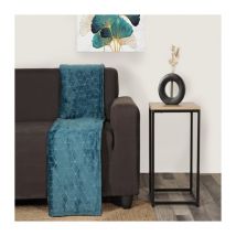 Plaid Polaire Jacquard 130x170 Cm Bleu Canard