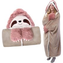 Plaid Polaire Mignonne, Couverture de Dessin Animé Paresseux, Couverture Portable en Flanelle, Couverture Douce et Confortable 166 x 118 cm pour