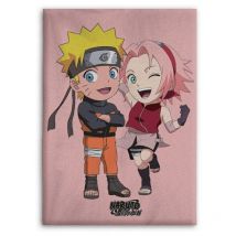 Plaid polaire Naruto et Sakura - Rose