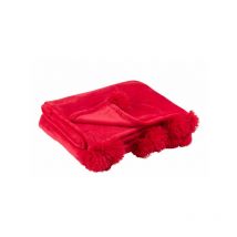 Plaid Pompon Polyester Fuschia - l 170 x l 130 x h 1 cm