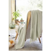 Plaid quadruple gaze de coton 130 x 160 cm Gaia vert d eau