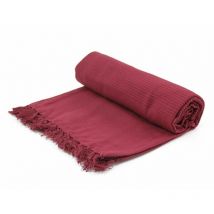 Camille - Plaid en coton rouge 150x150 - Rouge