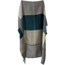 Plaid swans 130 x 170 cm vert varech, beige clair et gris argent