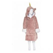 Plaid Sweat Capuche Enfant Licorne 60x95cm Rose