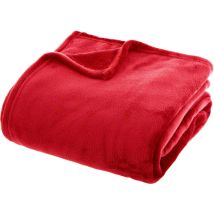 Plaid Très Doux Couleur Unie Couverture Chaud Polaire Lit Canapé Rouge - 210x230 cm