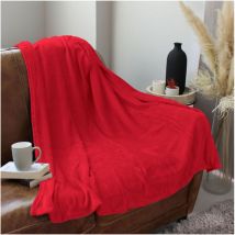 Plaid uni 125x150cm 'Coral' - 125x150cm - Rouge