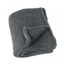 Plaid Uni Effet Mouton - 130x150cm - Gris anthracite