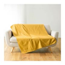 Plaid Uni en Coton 'Lucile' 220x240cm Jaune