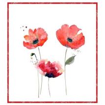 Plaid polaire imprimé et sherpa coquelicot 130x150 cm, par Soleil d'ocre