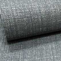 Bricoflor - Plain Charcoal Black Grey Linen Glitter Textured Paste the Wall Wallpaper Vinyl