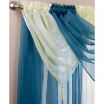 Plain Voile Curtain Swag with Tassels Cream Voile - Cream