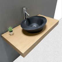 Byca - ava - Plan de Salle de Bain 100 cm en Chêne Naturel Épaisseur 9 cm + Fixations - Plan Vasque et Meuble Évier