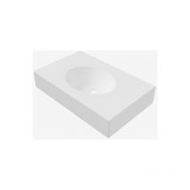 Plan de toilette avec vasque ovale intégrée en solid surface, finition blanc mat. Idral