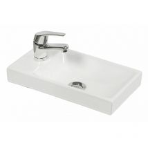 Discac - Plan de toilette pour meuble lave-mains iris - Largeur: 41 cm - Profondeur: 23 cm - Blanc brillant