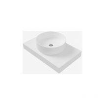 Plan de travail avec vasque cylindrique en solid surface, finition blanc mat Idral