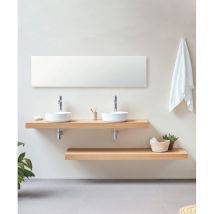 Plan vasque suspendu Zero finition Chêne avec porte-serviettes - 140 x 45 cm