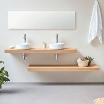 Plan vasque suspendu Zero finition Chêne avec porte-serviettes - 120 x 45 cm