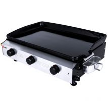 Somagic - Plancha à gaz avec cuve et bâti en acier laqué Argent 77x49x24 cm