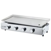 Plancha À Gaz Inox 84x34 Cm 4 Feux – Surface De Cuisson Xxl – Tiroir À Graisse Pour Nettoyage Facile – Piezo Intégré – Cookingbox