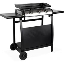 Alice's Garden - Plancha au gaz 3 brûleurs sur chariot - Porthos - 7.55kW. plancha à gaz avec desserte . cuisine extérieure. plaque émaillée. inox.