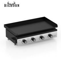 Plancha Gaz bf , 4 Brûleurs en Acier, Puissance 9.9644kW avec la Technologie Blue Flame, Plancha à Poser, Large Plancha à Revêtement Anti-adhésif,