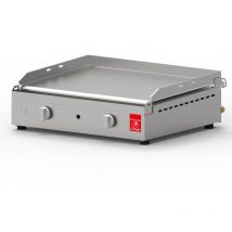 Plancha Planet - gaz - chef 55 Lisse - 2 brûleurs - Double corps de chauffe - Inox 304 Alimentaire