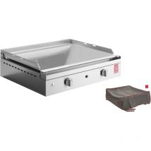 Plancha Planet - gaz - chef 55 Lisse + Housse planet à gaz - 2 brûleurs - Inox 304 Alimentaire