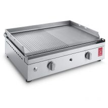 Plancha Planet - gaz - chef 55 Lisse Rainurée - 2 brûleurs - Inox 304 Alimentaire
