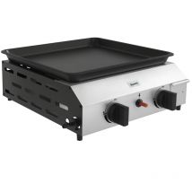 Outsunny - Plancha gaz portable antiadhésive 2 brûleurs 4,8 kW surface cuisson 40L x 34l cm acier inox émaillé