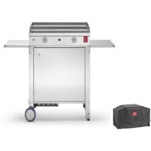 Plancha Planet - gaz - chef 55 Lisse + Housse planet à gaz+ Chariot fermé - 2 brûleurs