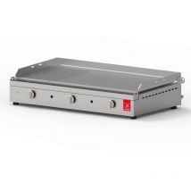 Plancha Planet - gaz - chef 80 Lisse Rainurée - 3 brûleurs - Inox 304 Alimentaire