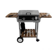 PLANCHAELEC – Pack plancha eléctrica LUX 600 – Carro Elysée + accesorios – acero inoxidable – acabados de carbono – 2 termostatos ajustables – Made