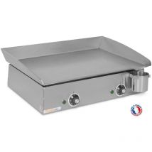 Planchaelec - Plancha eléctrica lux 600-2400 w – Placa de cocción – acero inoxidable – 2 termostatos ajustables – Made In France – 60 x 45 x 20 cm
