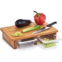 Planche à découper avec tiroirs coulissants, accessoire de cuisine en bambou - 40,5 x 26,5 x 8,5 cm Zeller