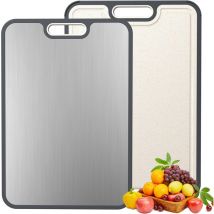 Planche à découper double face, planche à découper en titane pour cuisine, qualité alimentaire double face, titane pur et paille de blé pp, facile à