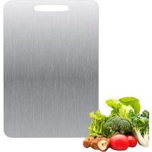 Tigrezy - Planche à découper en titane - En acier inoxydable des deux côtés - Sans bpa - Pour la cuisine, la viande, le pain, les légumes, les fruits
